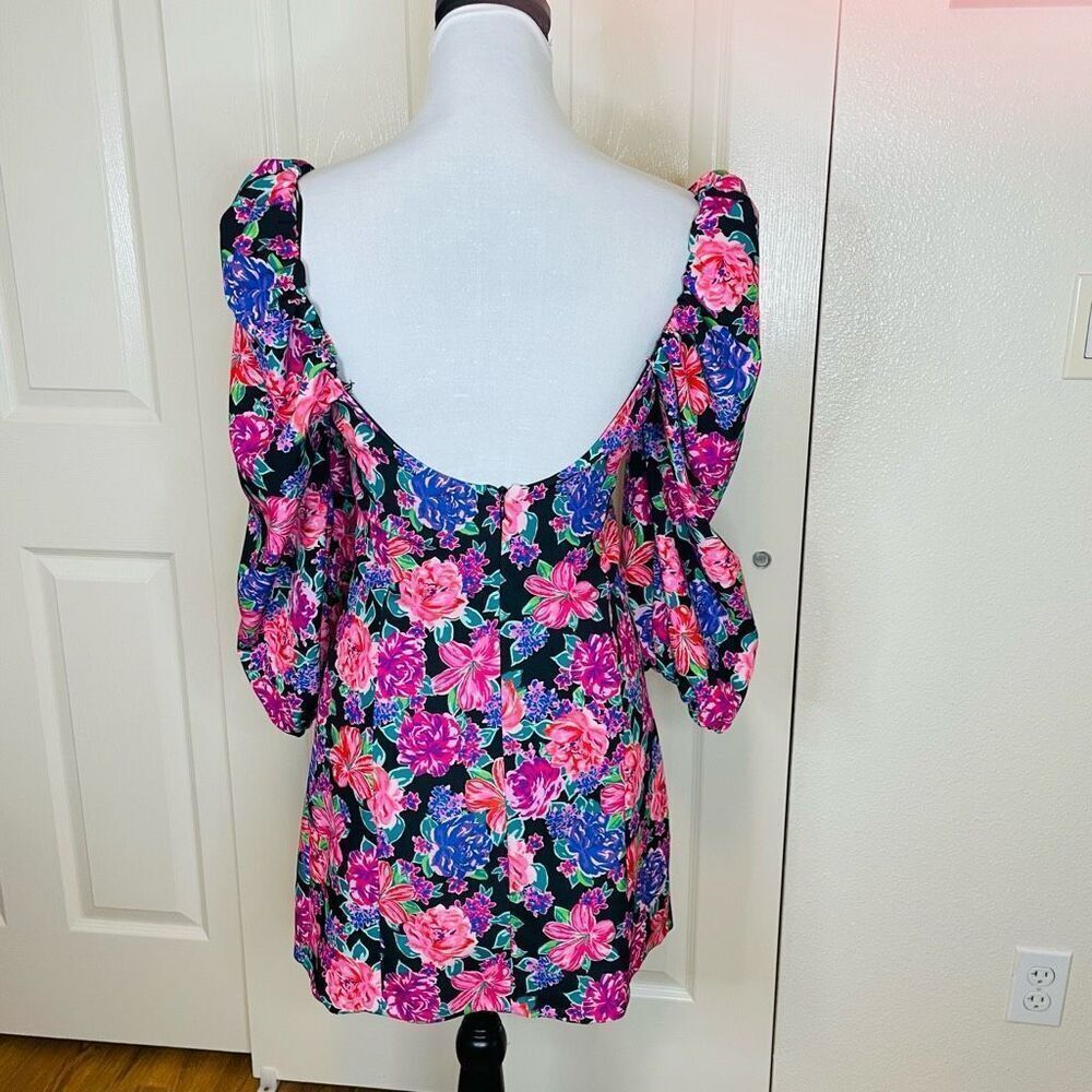 Zara Puff Sleeve Long Sleeve Floral Mini Dress Size Small - Picture 4 of 11
